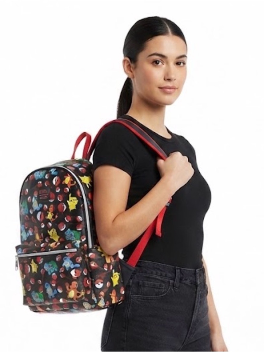 Loungefly Pokémon Starters Black All-Over Print Full-Size Backpack & Wallet Set